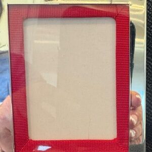 Pottery Barn Red and Silver Christmas Tree Frame Engraved with the name EMMA